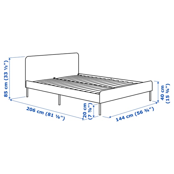 SLATTUM - Upholstered bed frame, Vissle dark grey,140x200 cm
