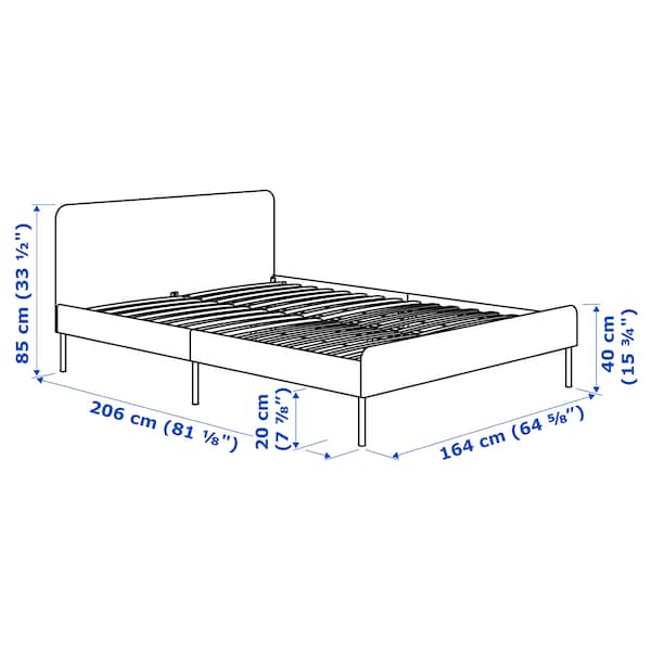 SLATTUM - Upholstered bed frame, Vissle dark grey,160x200 cm