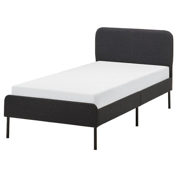 SLATTUM - Upholstered bed frame, Vissle dark grey,90x200 cm