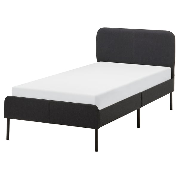 SLATTUM upholstered bed frame, Vissle dark grey, 90x200 cm