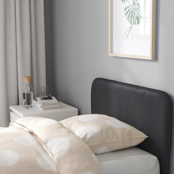 SLATTUM upholstered bed frame, Vissle dark grey, 90x200 cm