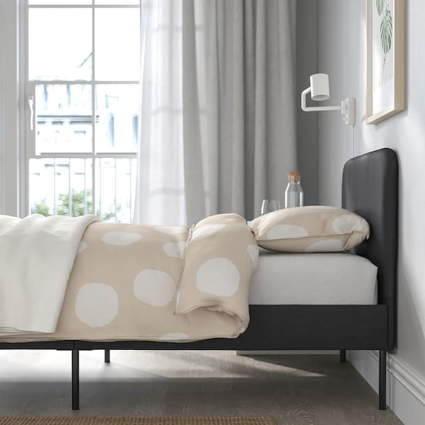 Ikea SLATTUM - Upholstered bed frame, Vissle dark grey,90x200 cm