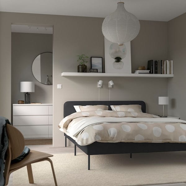 Ikea SLATTUM - Upholstered bed frame, Vissle dark grey,160x200 cm