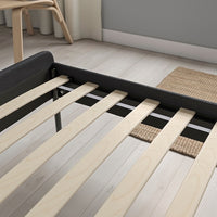 SLATTUM - Upholstered bed frame, Vissle dark grey,140x200 cm