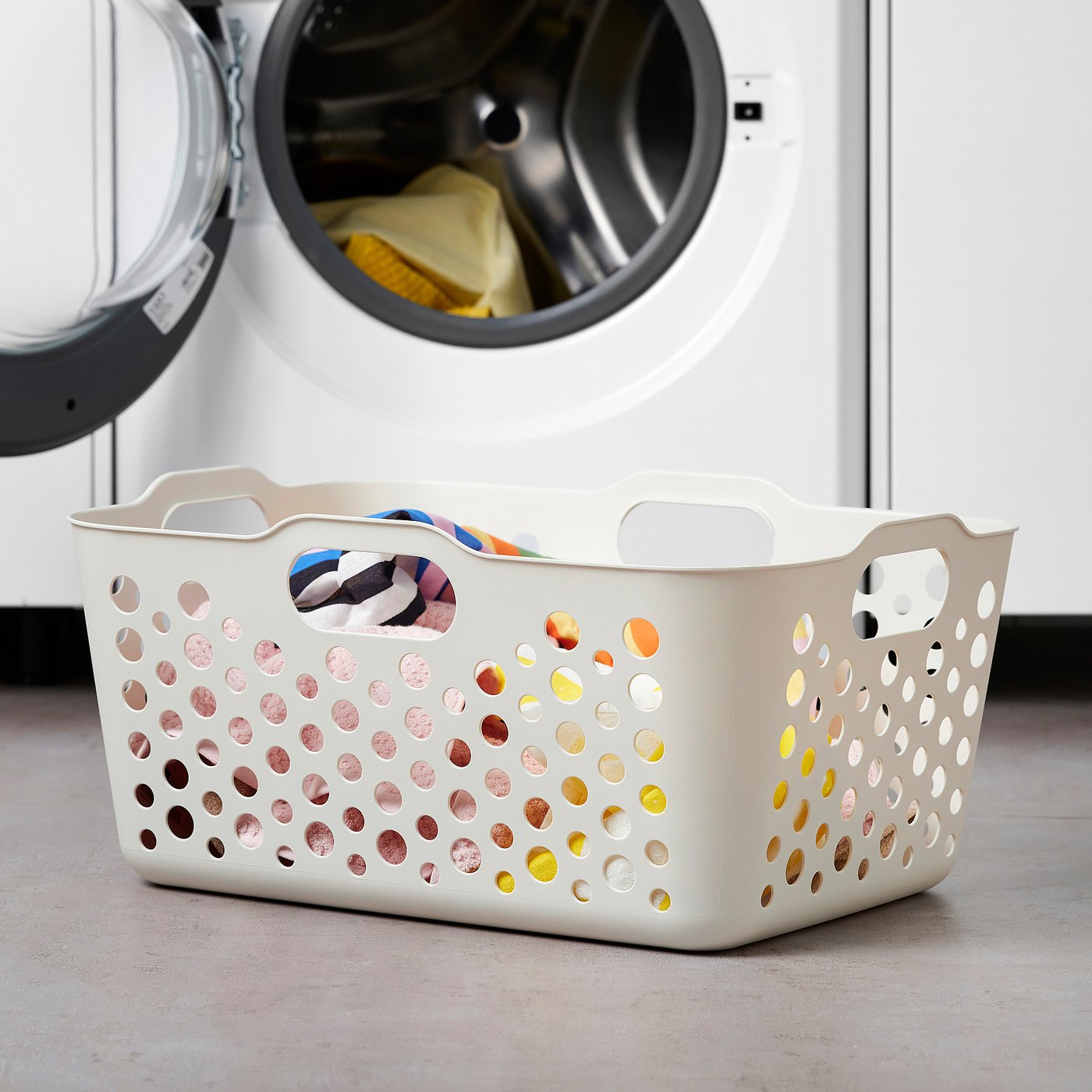 SLIBB laundry basket, white, 54x25x40 cm