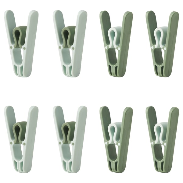 SLIBB clothes peg, green, 8 pack