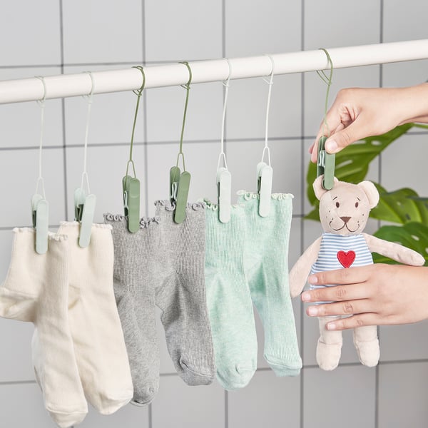 SLIBB hanging clothes peg, green, 8 pack