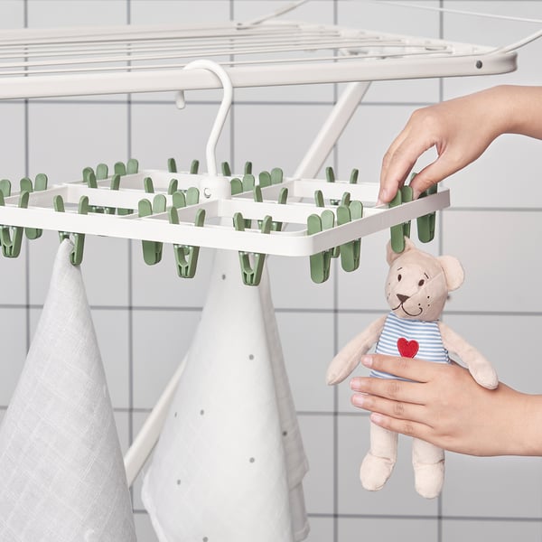 SLIBB hang dryer 24 clothes pegs, green