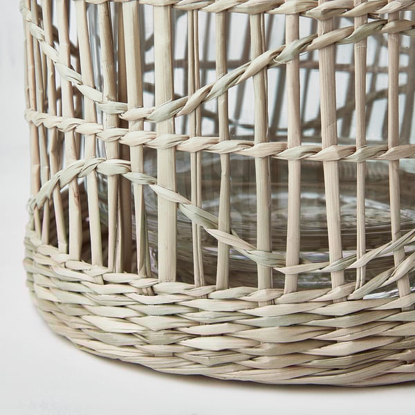 SLIPPRIG lantern for block candle, handmade sedge, 16 cm