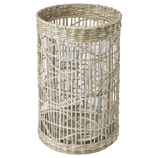SLIPPRIG lantern for block candle, handmade sedge, 16 cm