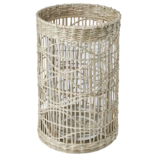 SLIPPRIG - Lantern for block candle, handmade sedge