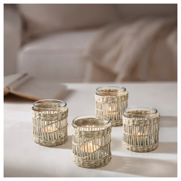 SLIPPRIG - SLIPPRIG Tealight holder, handmade sedge
