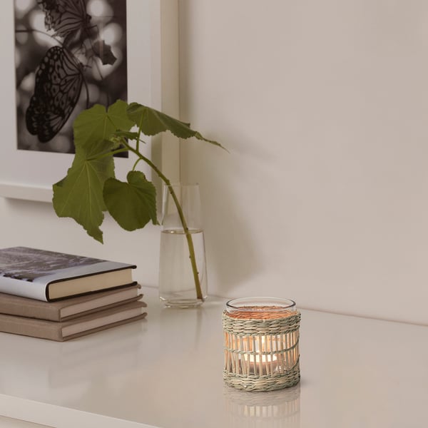 SLIPPRIG - SLIPPRIG Tealight holder, handmade sedge