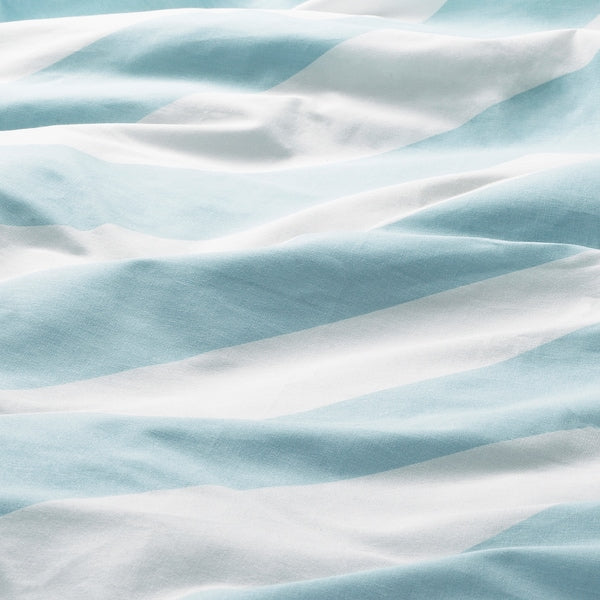 SLÖJSILJA - Duvet cover and 2 pillowcases, light blue/white/ striped, , 240x220/50x80 cm