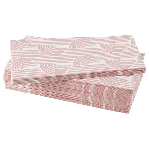 Ikea SLÖJSTJÄRT - Paper napkin, pink/patterned,38x38 cm