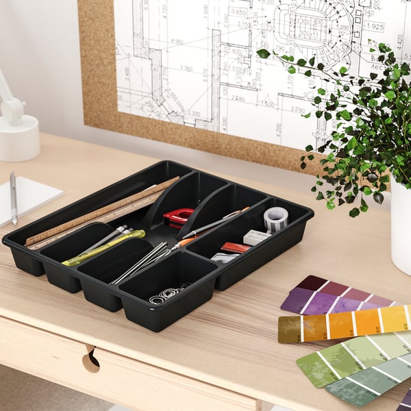 SMÄCKER cutlery tray, anthracite, 31x26 cm