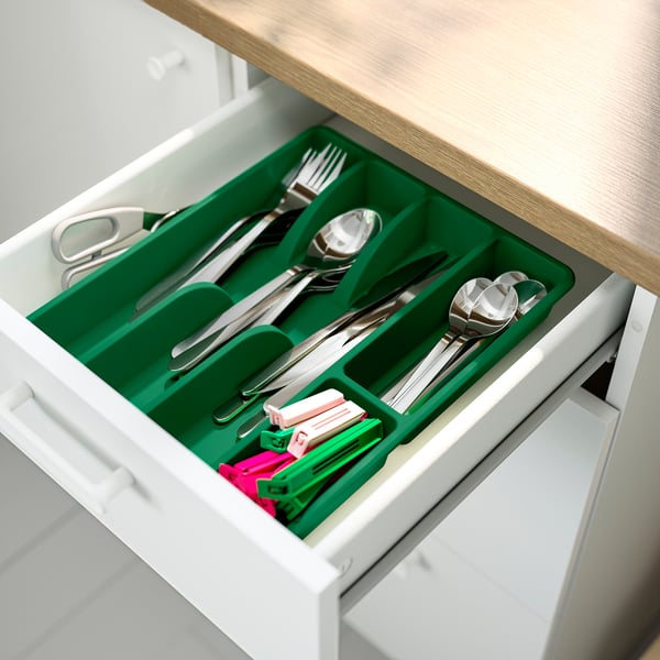 SMÄCKER cutlery tray, bright green, 31x26 cm