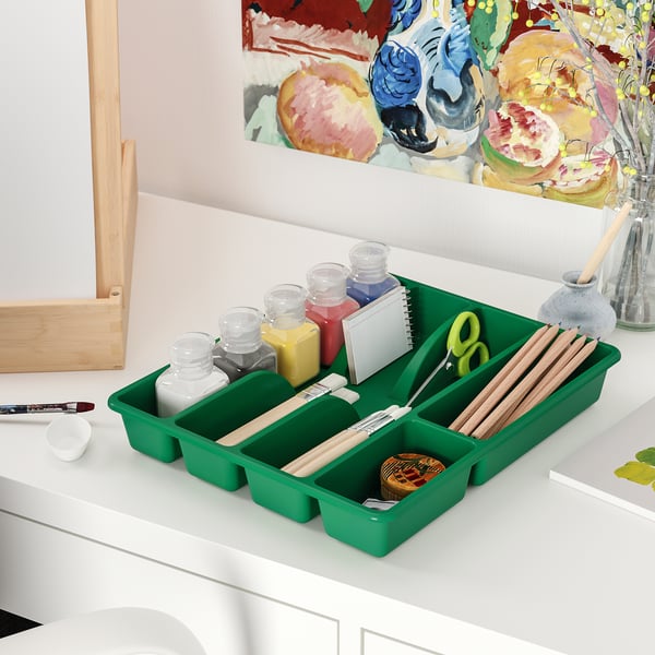 SMÄCKER cutlery tray, bright green, 31x26 cm