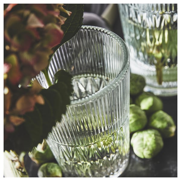 SMÄLLSPIREA vase, clear glass/patterned, 17 cm