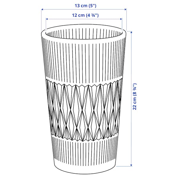 SMÄLLSPIREA - Vase, clear glass/patterned, 22 cm