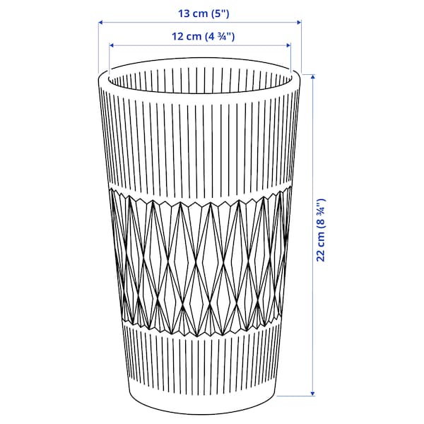 Ikea SMÄLLSPIREA - Vase, clear glass/patterned, 22 cm