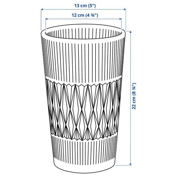SMÄLLSPIREA - SMÄLLSPIREA Vase, clear glass/patterned, 22 cm
