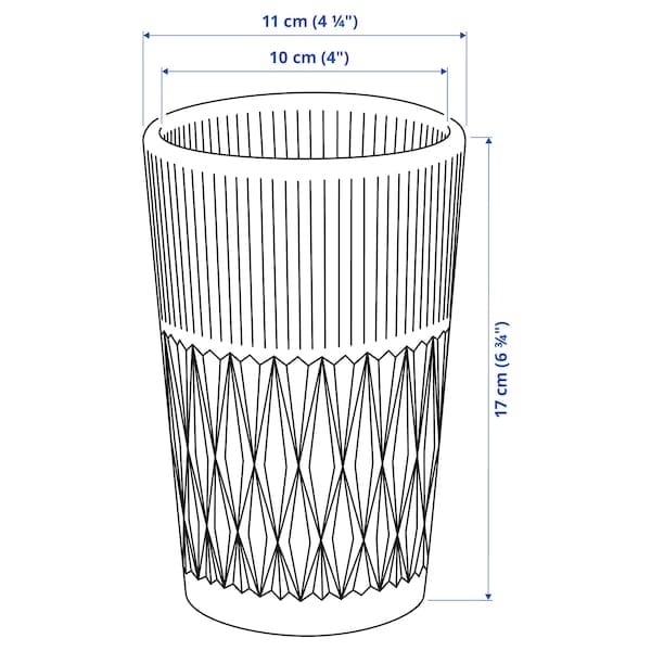 Ikea SMÄLLSPIREA - Vase, clear glass/patterned, 17 cm