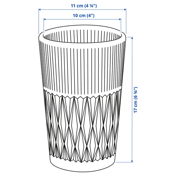 SMÄLLSPIREA vase, clear glass/patterned, 17 cm