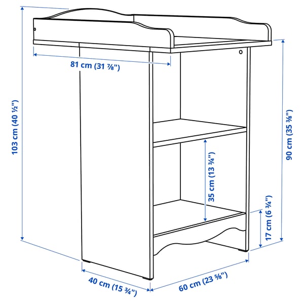 SMÅGÖRA changing table/bookshelf, white, 60 cm