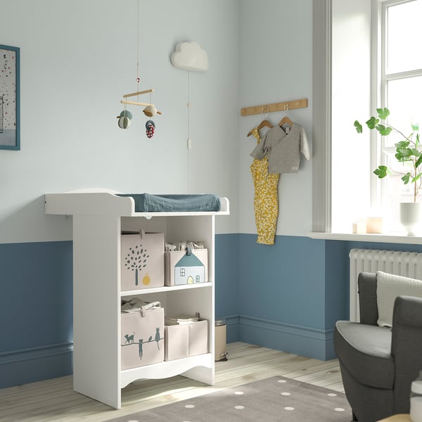 SMÅGÖRA changing table/bookshelf, white, 60 cm