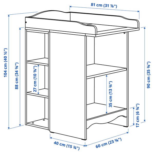 SMÅGÖRA - Changing tbl/bookshelf w 1 shlf ut, white