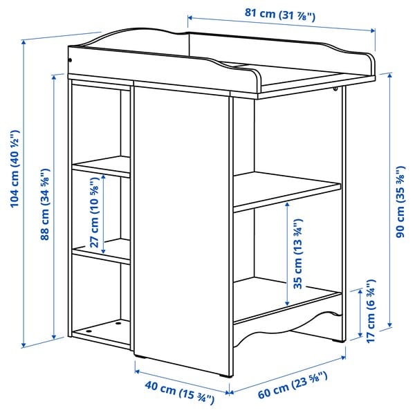 Ikea SMÅGÖRA - Changing tbl/bookshelf w 2 shlf ut, white