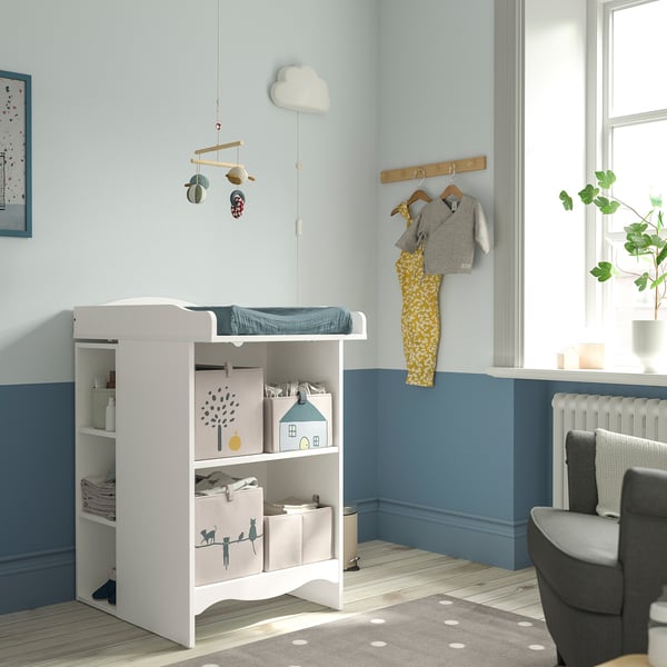 SMÅGÖRA changing tbl/bookshelf w 2 shlf ut, white, 60 cm