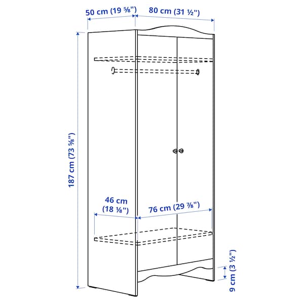 SMÅGÖRA - Wardrobe, white, 80x50x187 cm