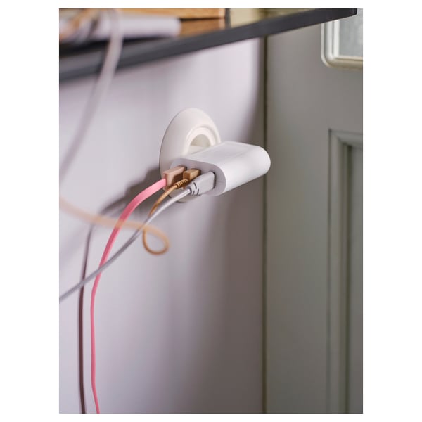 SMÅHAGEL 3-port USB charger, white, 7x9x3 cm