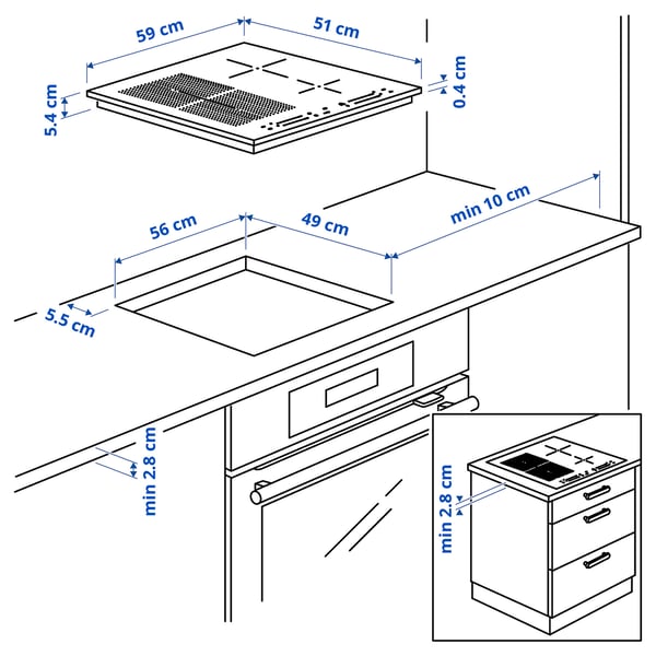 SMAKLIG induction hob, IKEA 500 black, 59 cm