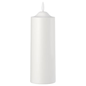 SMÅLOM LED pillar candle, battery-operated white, 19 cm