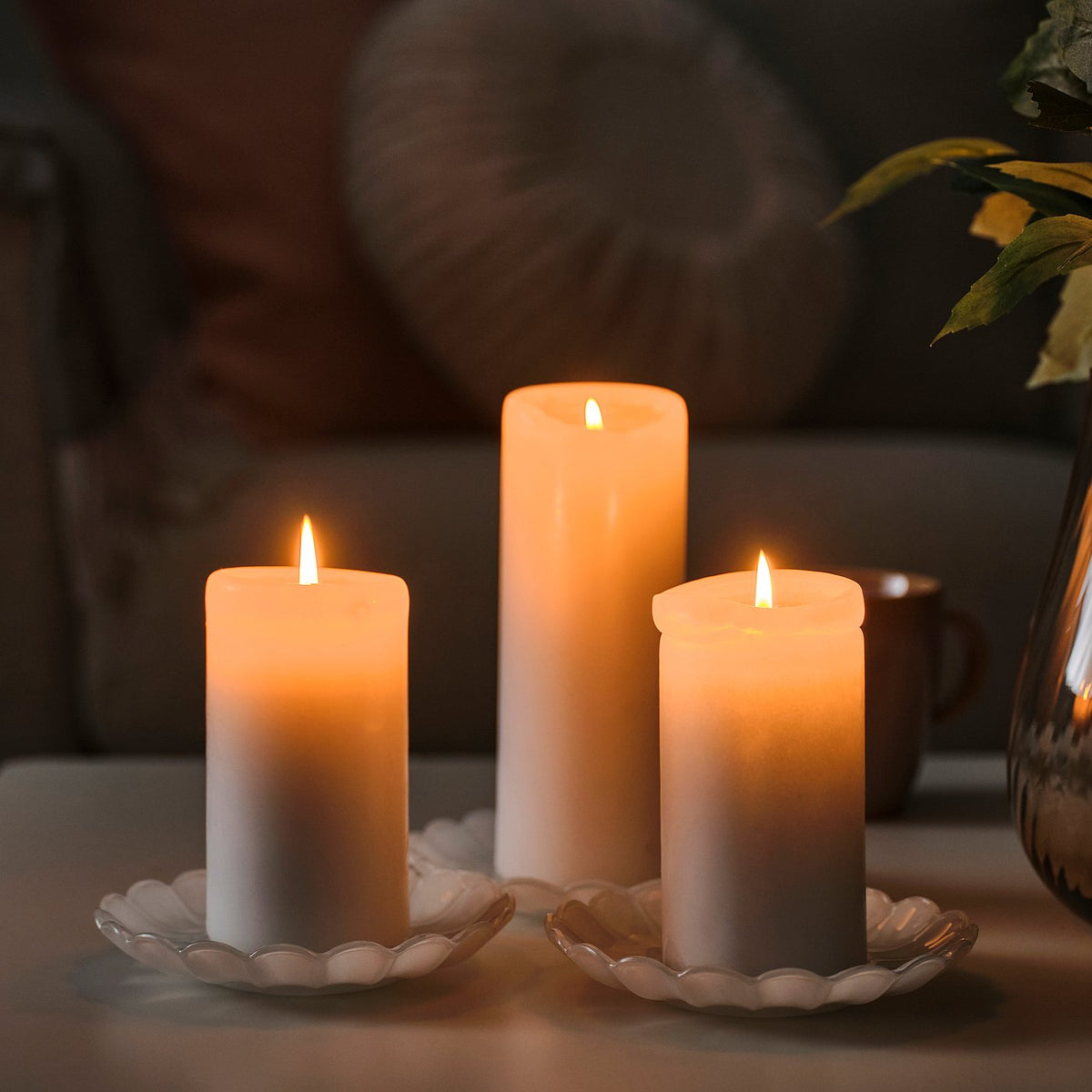 SMÅNÄCKROS candle dish, white, 14 cm