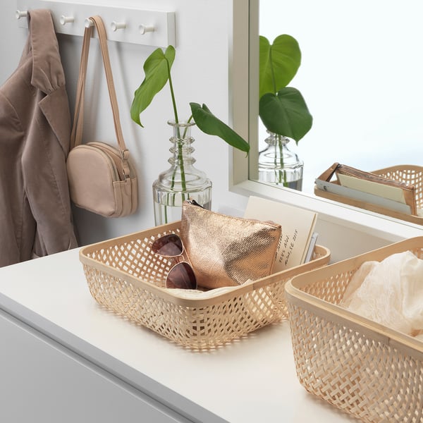 SMARRA box with lid, natural, 30x30x23 cm