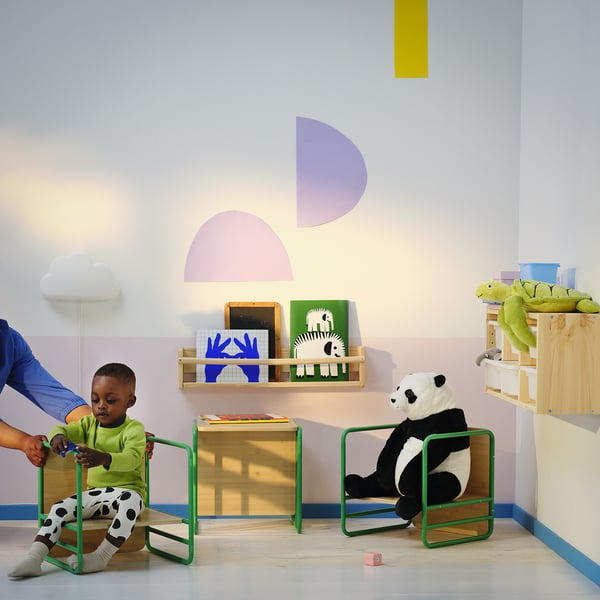 SMÅSKRAKE multi-functional child chair/table, green, 39x39x39 cm