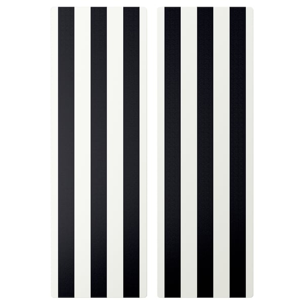 SMÅSTAD door, black/white stripe, 30x90 cm, 2 pack
