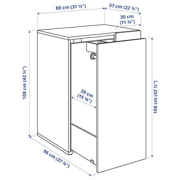 SMÅSTAD - Pull-out storage unit, white, 80x57x108 cm