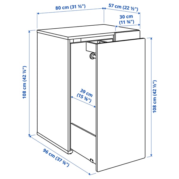 SMÅSTAD pull-out storage unit, white, 80x57x108 cm