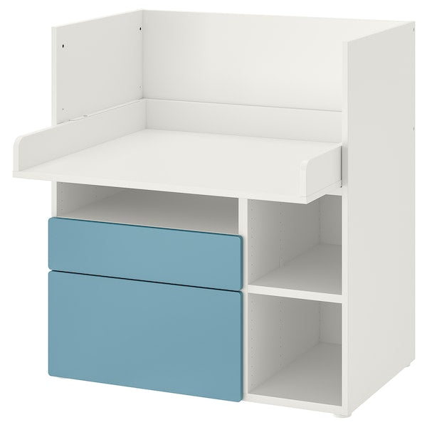 SMÅSTAD - Changing table, white blue/with 3 drawers, 90x79x100 cm