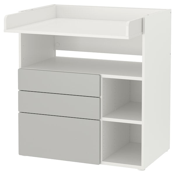 SMÅSTAD - Changing table, white grey/with 3 drawers, 90x79x100 cm