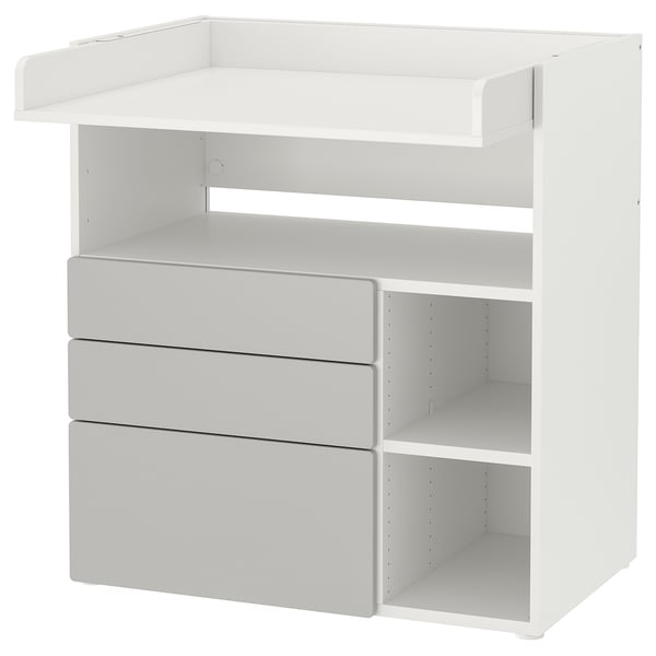 SMÅSTAD - SMÅSTAD Changing table, white grey/with 3 drawers, 90x79x100 cm