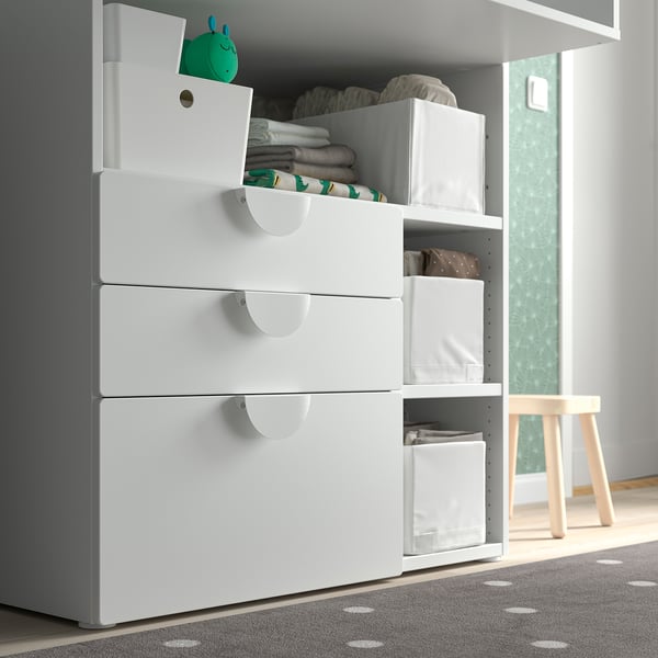 SMÅSTAD - SMÅSTAD Changing table, white lilac/with 3 drawers, 90x79x100 cm