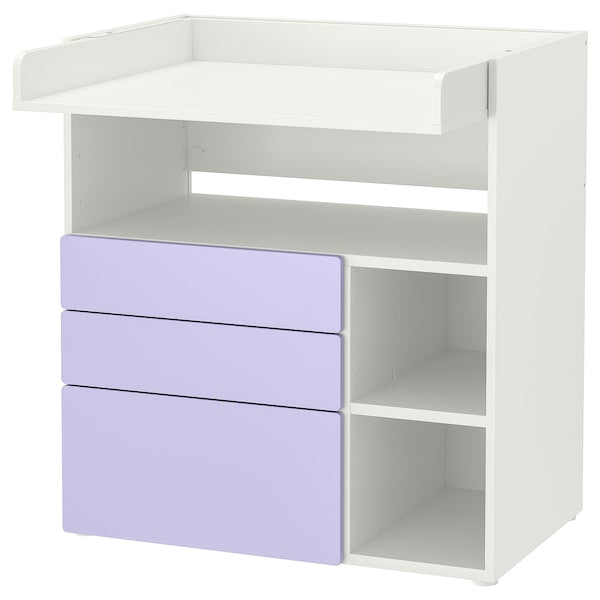 SMÅSTAD - Changing table, white lilac/with 3 drawers, 90x79x100 cm.