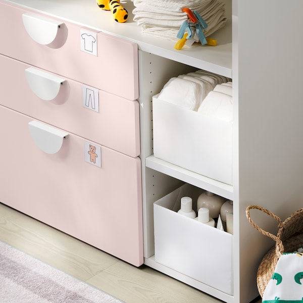 SMÅSTAD - Changing table, pale pink/with 3 drawers, 90x79x100 cm