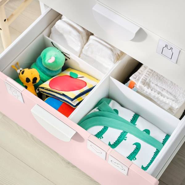 SMÅSTAD - Changing table, pale pink/with 3 drawers, 90x79x100 cm